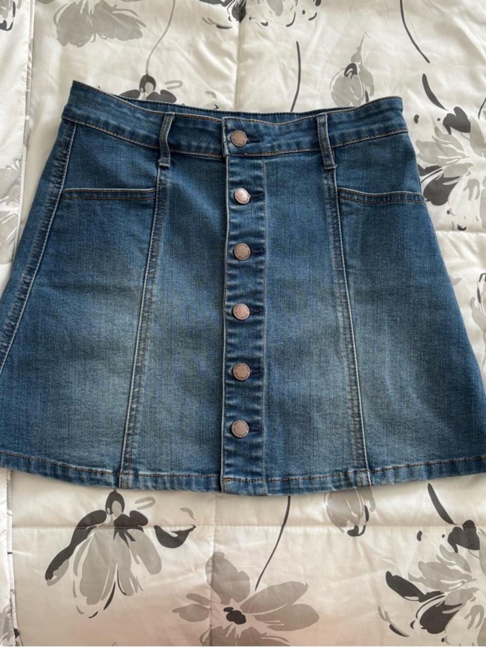 American Rag Denim Button-Front A‑Line Skirt - Blue